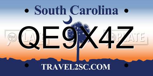 QE9X4Z South Carolina License Plate