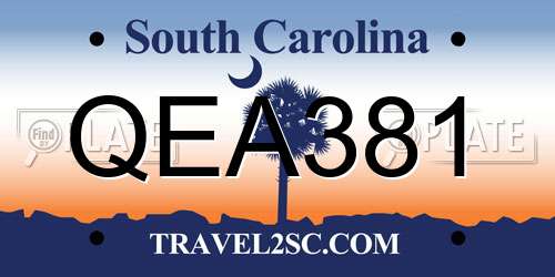 QEA381 South Carolina License Plate