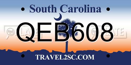 QEB608 South Carolina License Plate