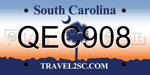 QEC908 South Carolina License Plate