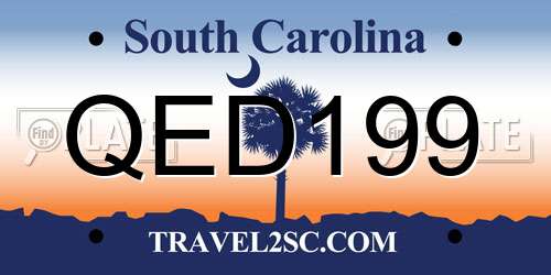 QED199 South Carolina License Plate