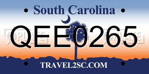 QEE0265 South Carolina License Plate