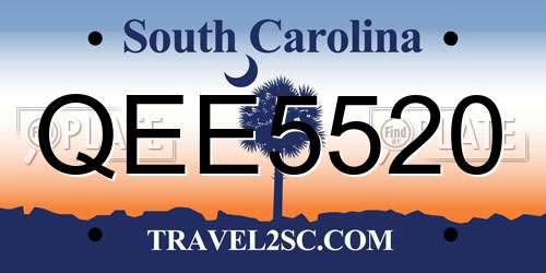 QEE5520 South Carolina License Plate