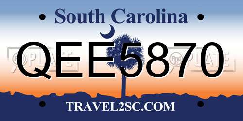 QEE5870 South Carolina License Plate