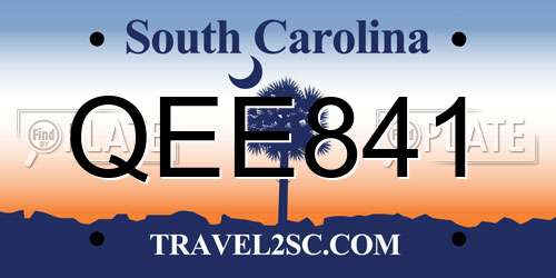 QEE841 South Carolina License Plate