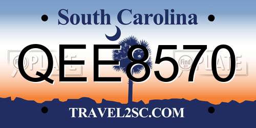 QEE8570 South Carolina License Plate