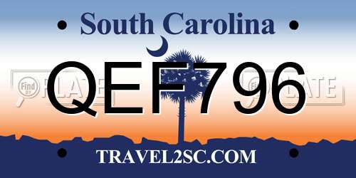 QEF796 South Carolina License Plate