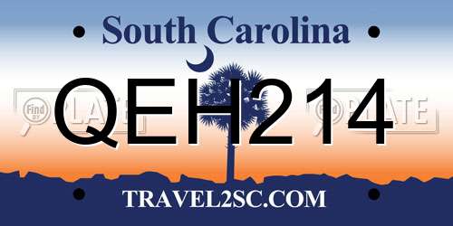 QEH214 South Carolina License Plate