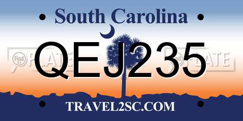 QEJ235 South Carolina License Plate