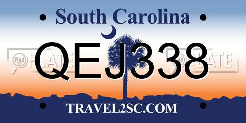 QEJ338 South Carolina License Plate