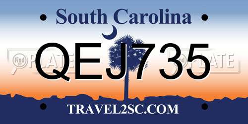 QEJ735 South Carolina License Plate