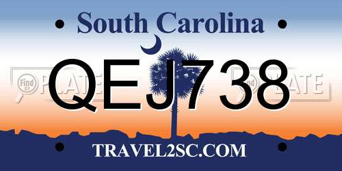 QEJ738 South Carolina License Plate