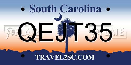 QEJT35 South Carolina License Plate
