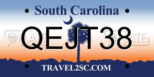 QEJT38 South Carolina License Plate