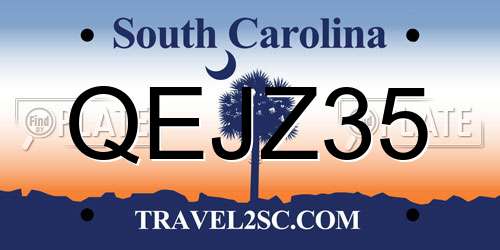 QEJZ35 South Carolina License Plate