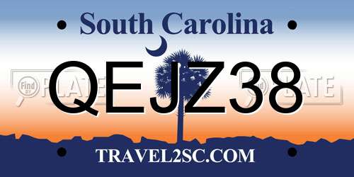 QEJZ38 South Carolina License Plate