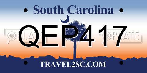 QEP417 South Carolina License Plate