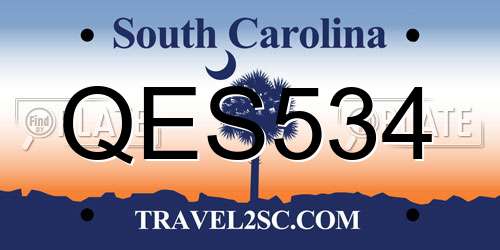 QES534 South Carolina License Plate