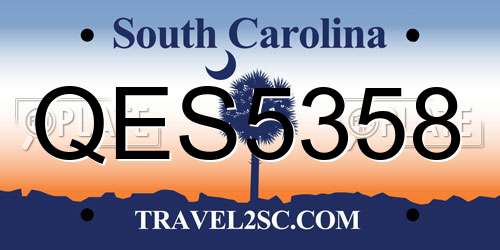 QES5358 South Carolina License Plate
