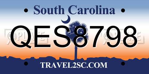 QES8798 South Carolina License Plate