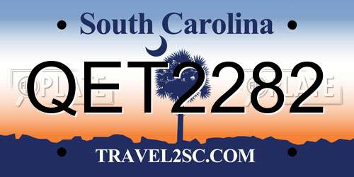 QET2282 South Carolina License Plate