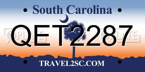QET2287 South Carolina License Plate