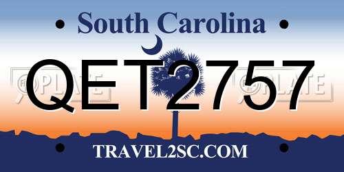 QET2757 South Carolina License Plate