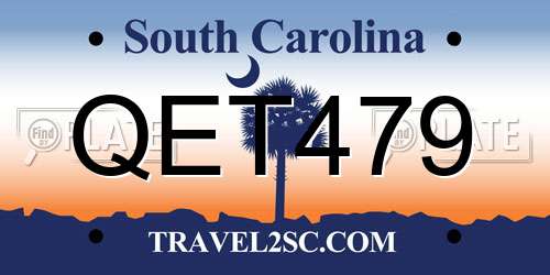 QET479 South Carolina License Plate