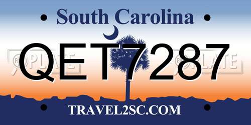 QET7287 South Carolina License Plate