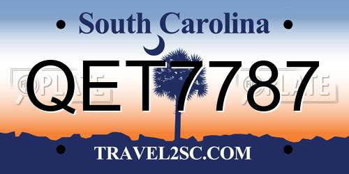 QET7787 South Carolina License Plate