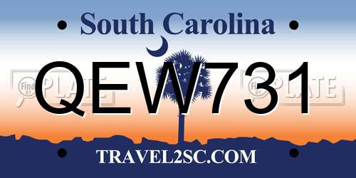 QEW731 South Carolina License Plate