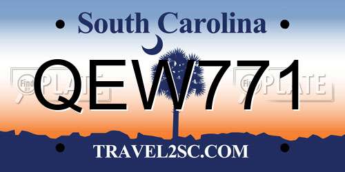 QEW771 South Carolina License Plate