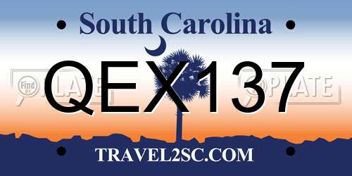 QEX137 South Carolina License Plate
