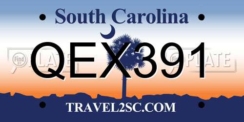 QEX391 South Carolina License Plate