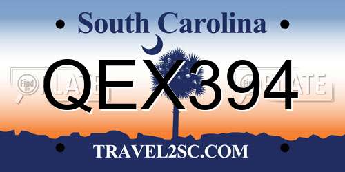 QEX394 South Carolina License Plate