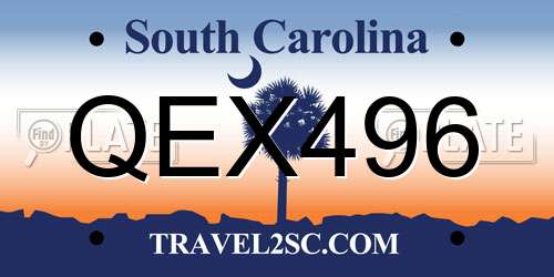 QEX496 South Carolina License Plate
