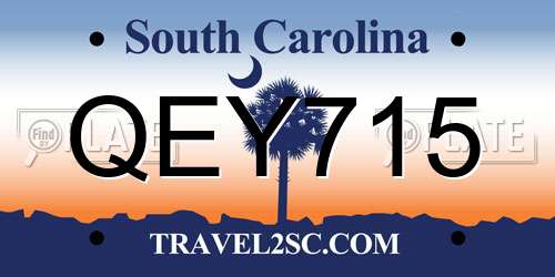 QEY715 South Carolina License Plate