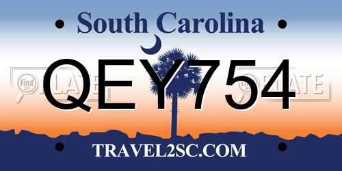 QEY754 South Carolina License Plate