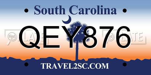 QEY876 South Carolina License Plate