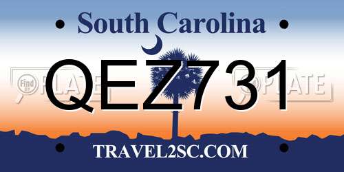 QEZ731 South Carolina License Plate