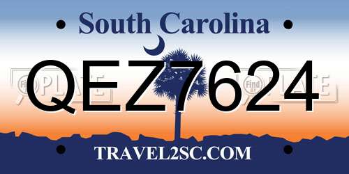 QEZ7624 South Carolina License Plate