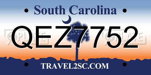 QEZ7752 South Carolina License Plate