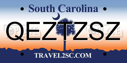 QEZTZSZ South Carolina License Plate