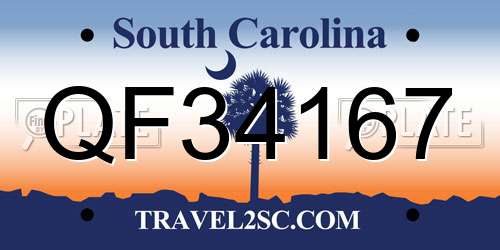 QF34167 South Carolina License Plate