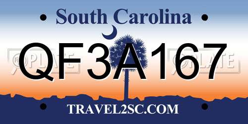 QF3A167 South Carolina License Plate