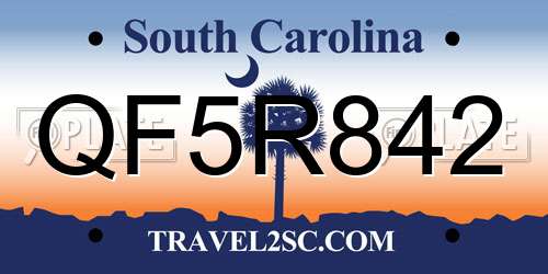 QF5R842 South Carolina License Plate
