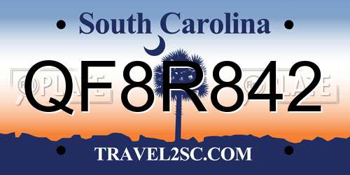 QF8R842 South Carolina License Plate