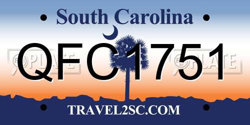 QFC1751 South Carolina License Plate