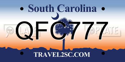 QFC777 South Carolina License Plate