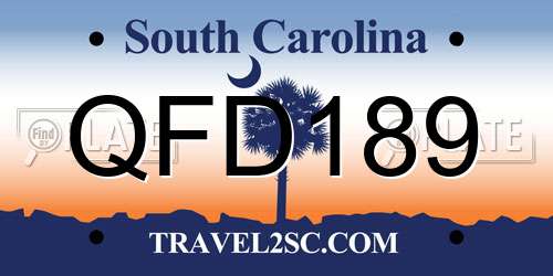 QFD189 South Carolina License Plate